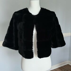 White House black market black fur shoulder bolero.